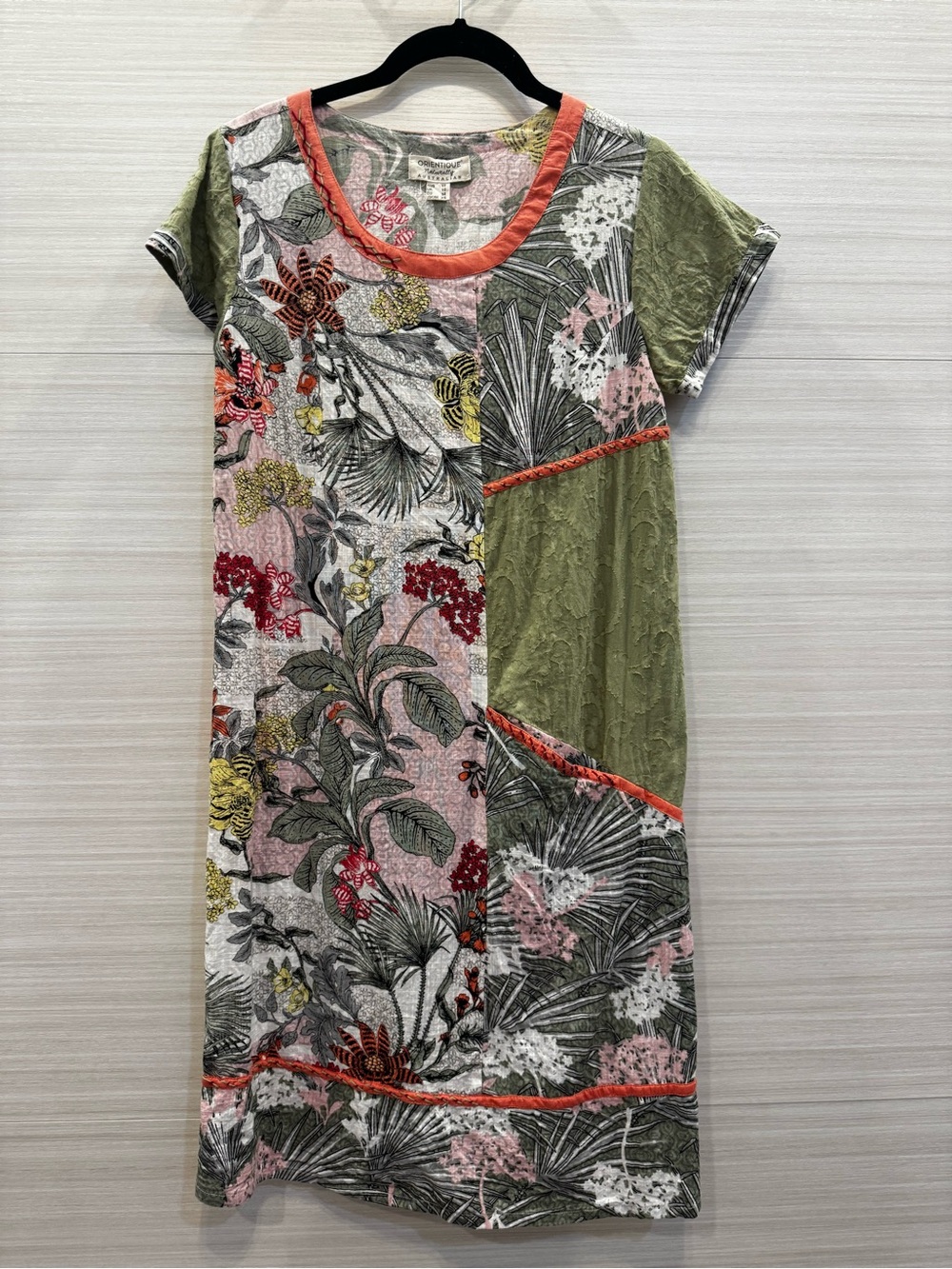 Orientique Protaras Floral Patchwork Cotton Midi Dress with Pocket size XS